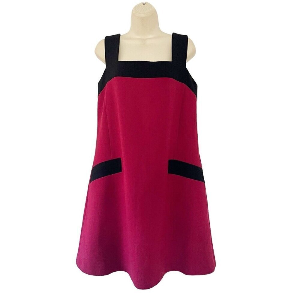 Lisa Perry Barneys NY Womens Sz 6 Red Black Sleeveless Wool A Line Dress Italy